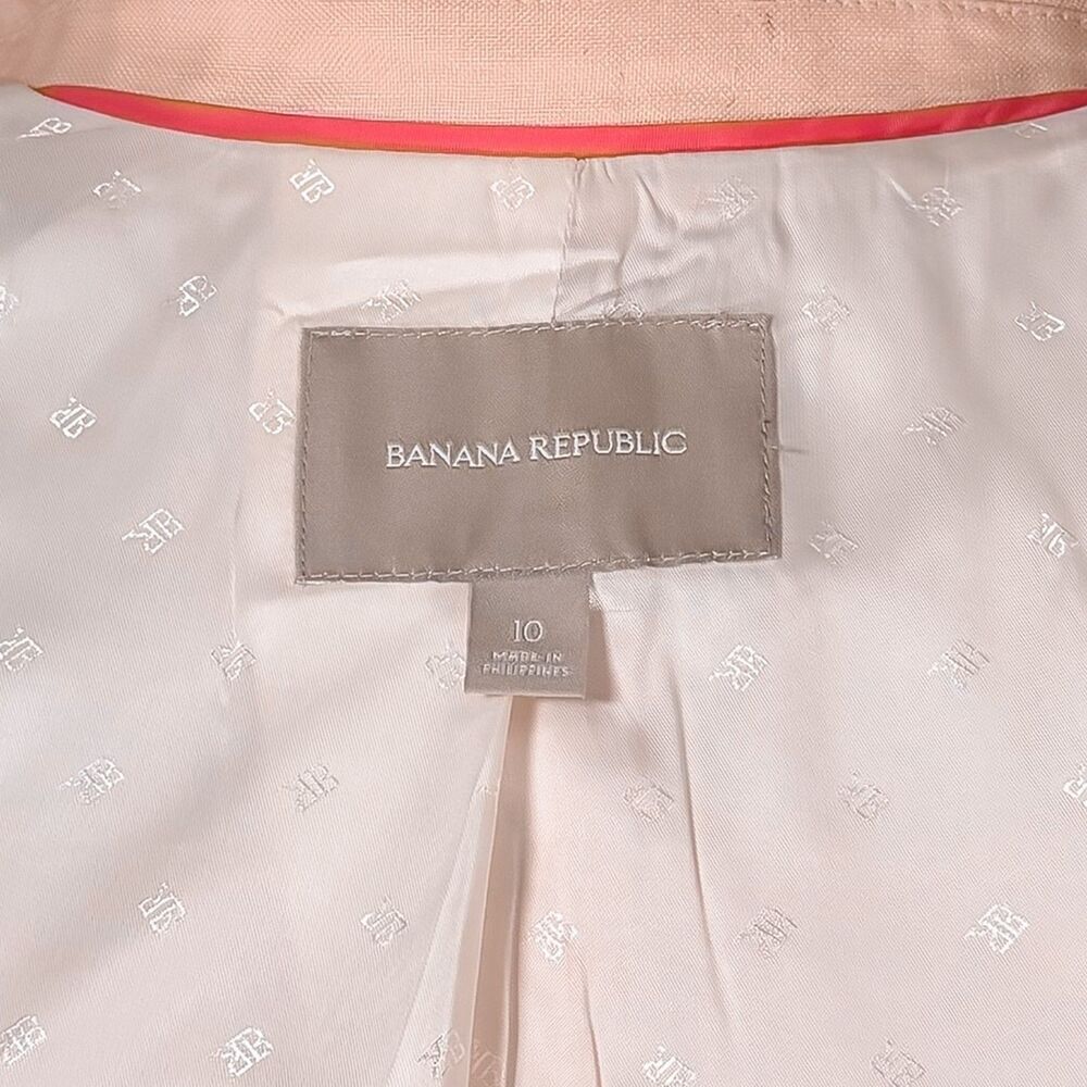 Banana Republic Women's Peach Ivory Linen Blend Office Career Blazer Jacket 10 - Picture 4 of 9